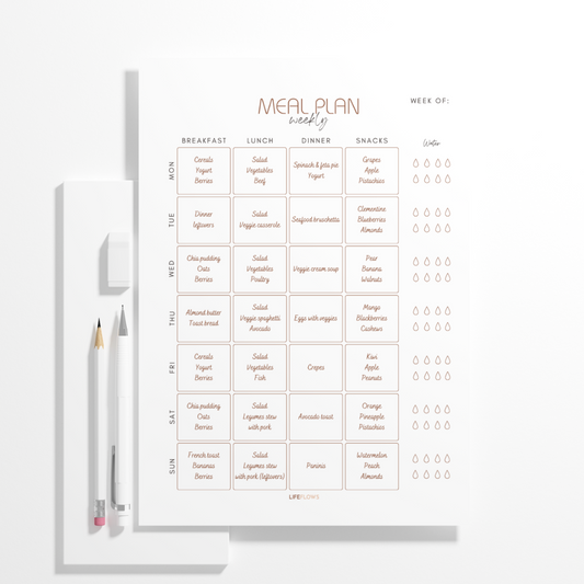 Weekly Meal Plan - Example with Food Types